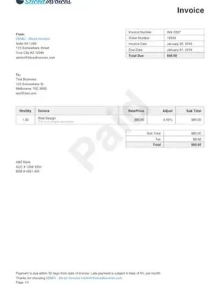 Forms Invoice Model PDF