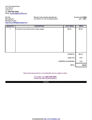 Invoice Template Easy To Use