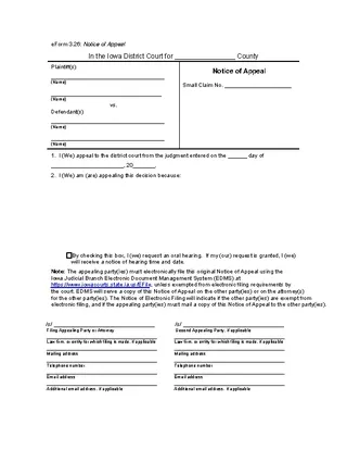 Forms Iowa Eforms 3.26 Notice Of Appeal