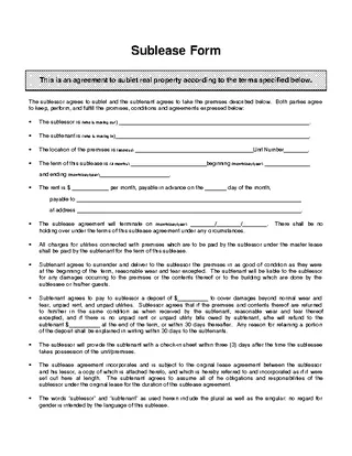 Forms Iowa Sublease Agreement Template
