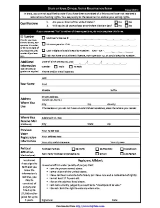 Forms Iowa Voter Registration Form
