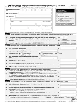 Forms IRS 940 2016 PDF