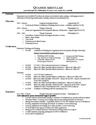 It Technical Resume Template