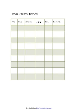 Forms Itinerary Template 3