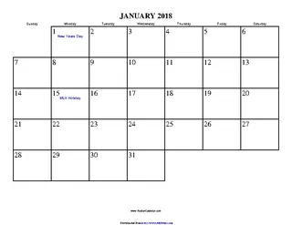 January 2018 Calendar 3