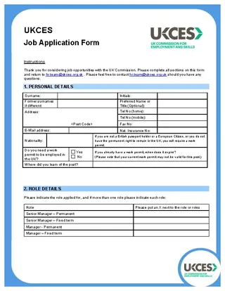 Forms Job Application Template