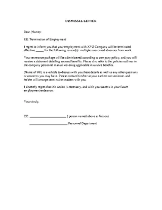 Forms Job Dismissal Termination Letter