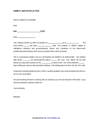 Forms Job Offer Letter