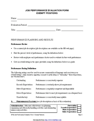 Forms Job Performance Evaluation Form