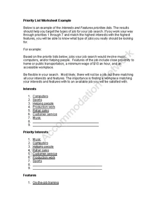 Forms Job Priority List Worksheet