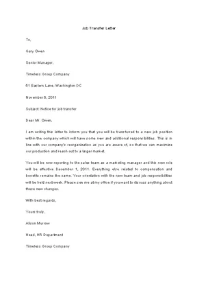 Forms Job Transfer Letter Template (2)