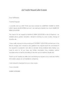 Forms Job Transfer Request Letter Template Example