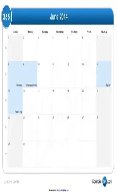 June 2014 Calendar 1 - PDFSimpli