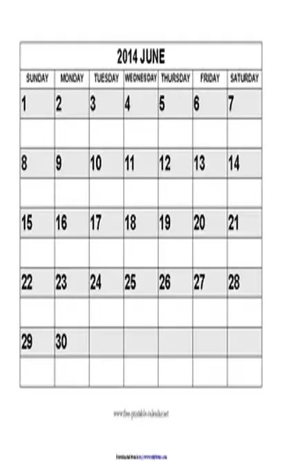 June 2014 Calendar 2 - PDFSimpli
