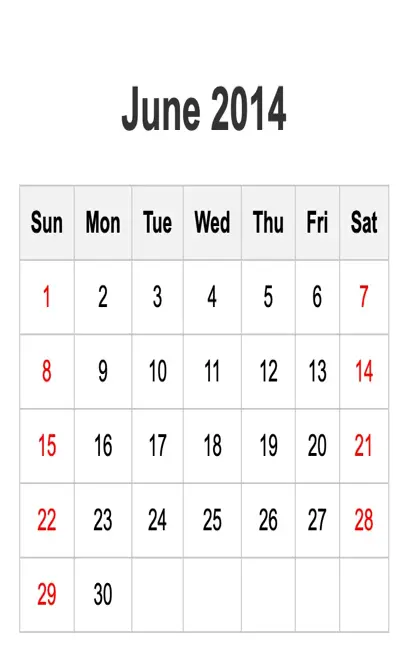June 2014 Calendar 1 - PDFSimpli