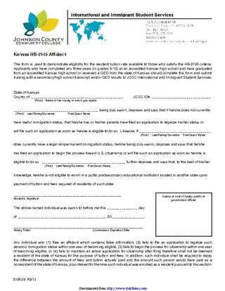 Kansas Hb 2145 Affidavit Form