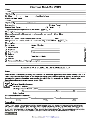 Kansas Medical Release Form