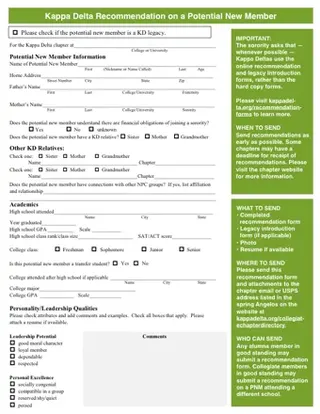 Forms Kappa Delta Recommendation PDF