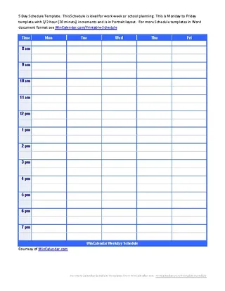 Kids Daily Work Schedule Template