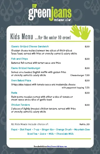 Kids Menu For The Under 10 Crowd