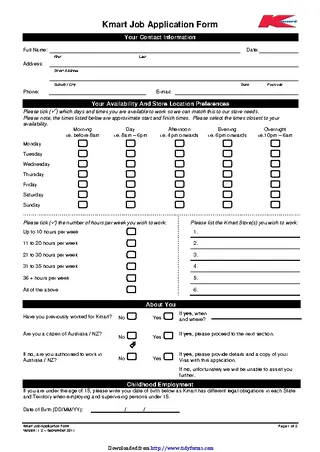 Forms Kmart Application Form