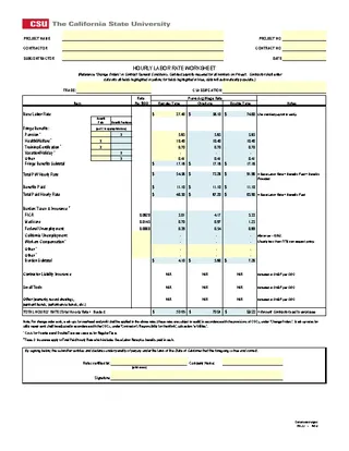 Labor Rate Worksheet Template