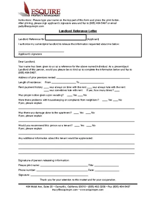 Landlord Reference Letter Pdf