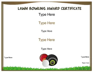 Forms Lawn Bowling Award Certificate