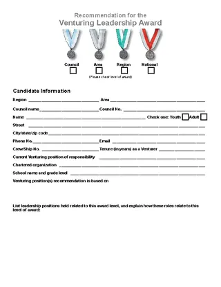 Forms Leadership Award Certificate
