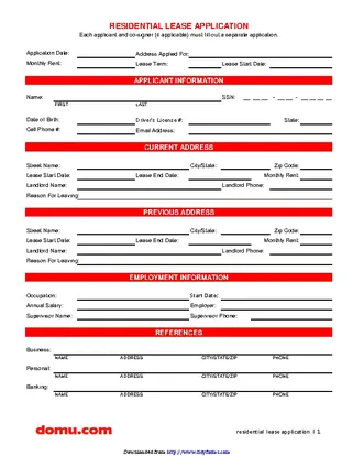 Lease Application Template 1