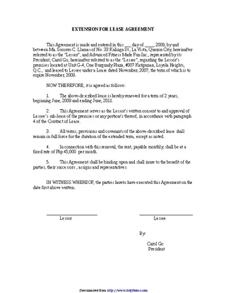 Lease Extension Agreement 2