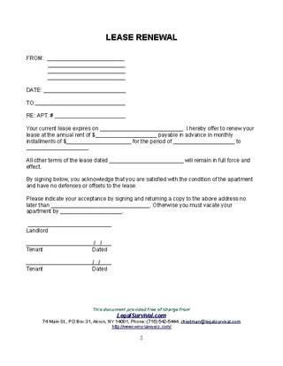 Lease Renewal Form Template