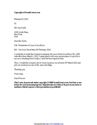 Lease Termination Letter