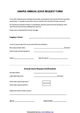 Leave Form Sample 2