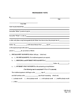 Forms Legal Promissory Note Template