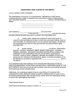 Forms Lien Waiver
