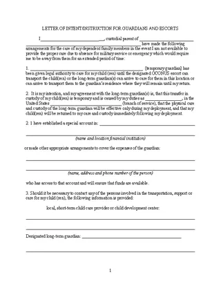 Forms Letter Of Instruction Template For Guardian