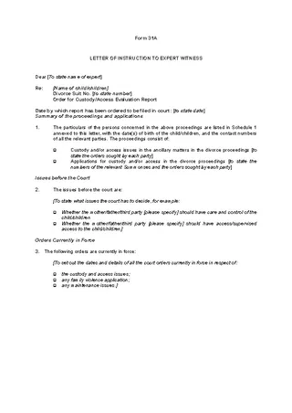 Letter Of Instruction Template To Expert Witness