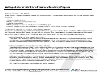Forms Letter Of Intent For Pharmacy Residency