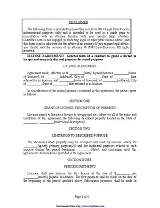Forms License Agreement Template 1