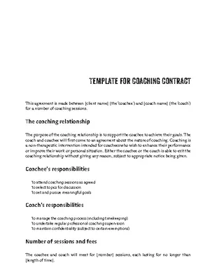 Life Coaching Contract Template