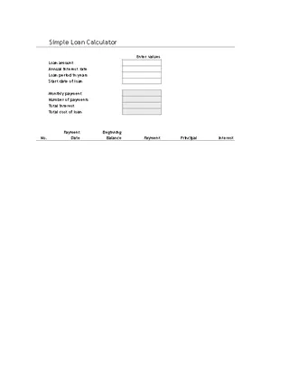 Forms Loan Calculator Excel Template