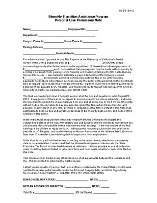 Forms Loan Promissory Note Template