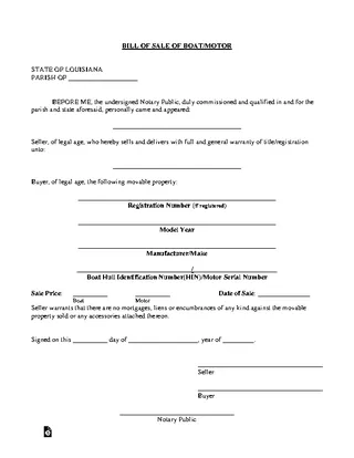 Forms Louisiana Boat Bill Of Sale Form