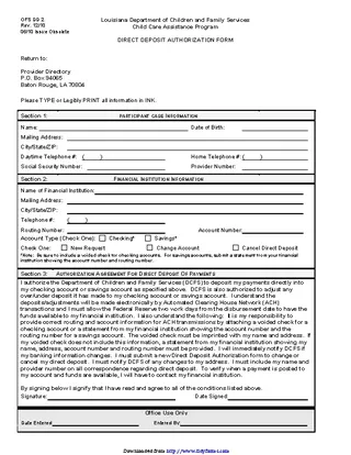 Forms Louisiana Direct Deposit Form 2