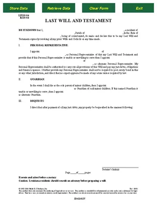 Forms Louisiana Last Will And Testament Form