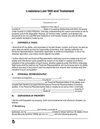 Forms Louisiana Last Will And Testament Template