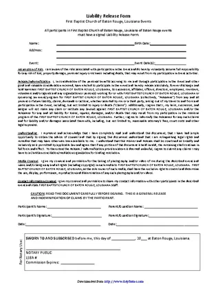 Forms Louisiana Liability Release Form 2