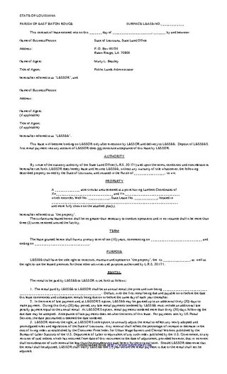 Louisiana Surface Lease Form