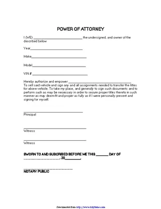 Louisiana Vehicle Power Of Attorney Form - PDFSimpli